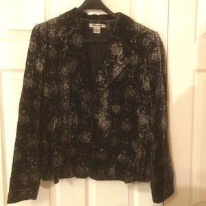 Nygard Collection Black & Silver Patterned Velvet Blazer